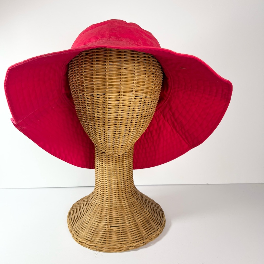 Lands' End Red Sun Hat Unisex L/XL Wide Brim Cotton Beach Summer Casual